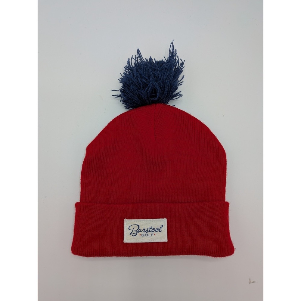 Barstool Golf Hat Men Red OSFM‎ Knit Pom Beanie 100% Acrylic